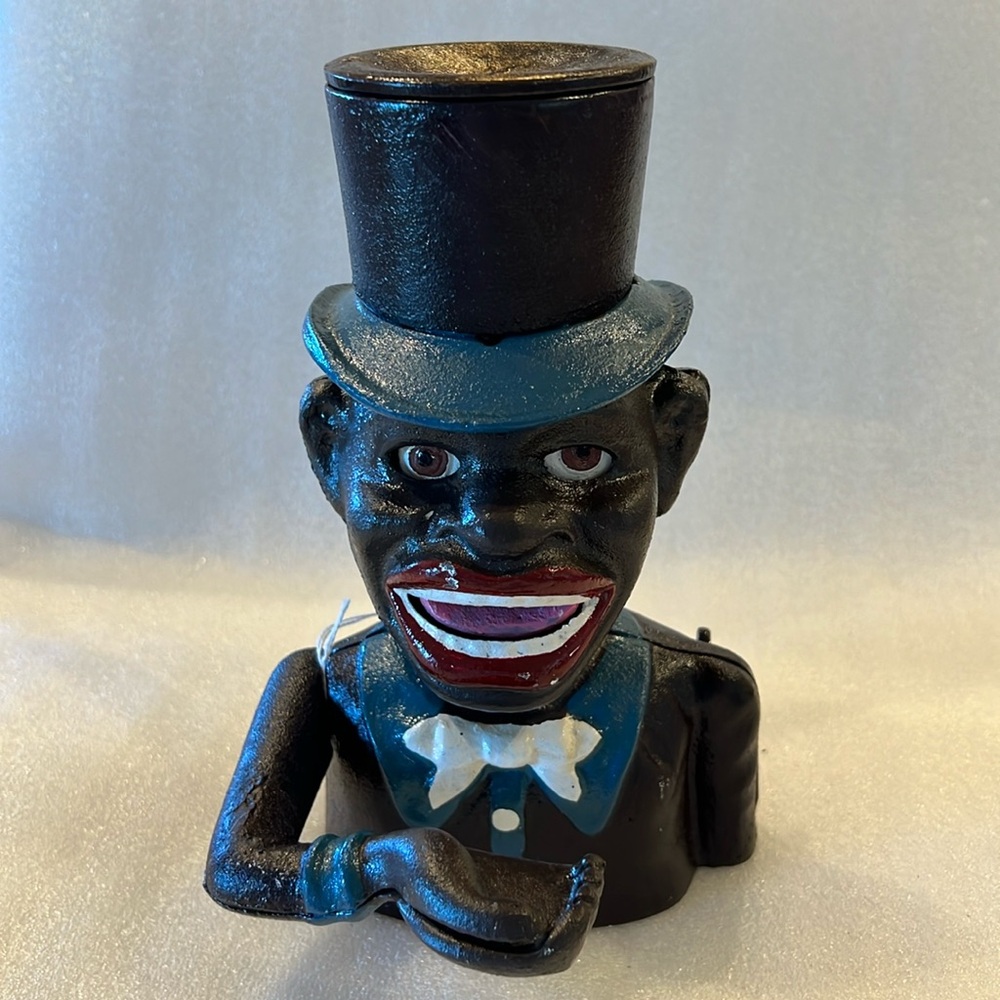 Vintage African American Jolly Boy cast iron bank